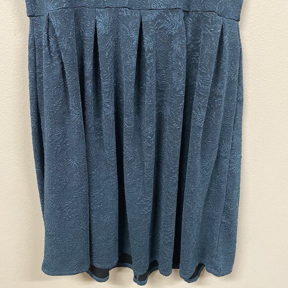 Lularoe Amelia Solid Peacock Blue Embossed Texture Design Women’s Size 3XL - Picture 2 of 7